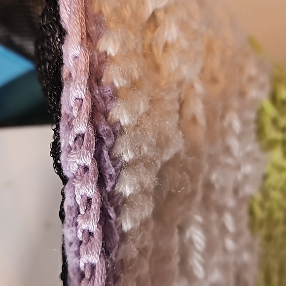 Handcrafted Upcycle Bag Hand Knit Crochet Stitch Handmade Multicolored Stripes - Picture 14 of 17